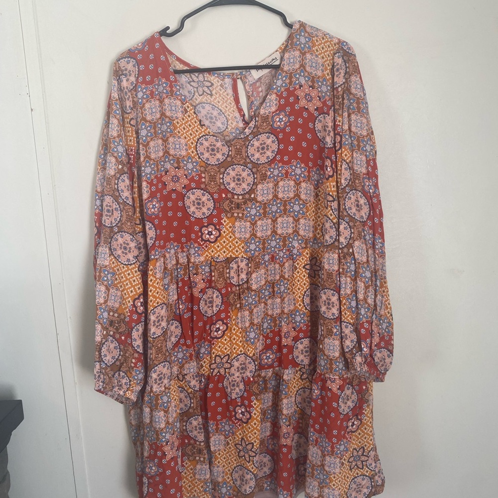 Impressions Multicolor Patchwork Long Sleeve Top